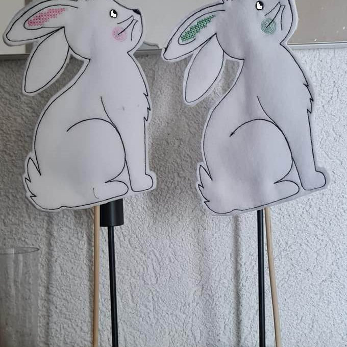 Stickdatei - ITH Blumenstecker Hase 13x18 cm - Sewando