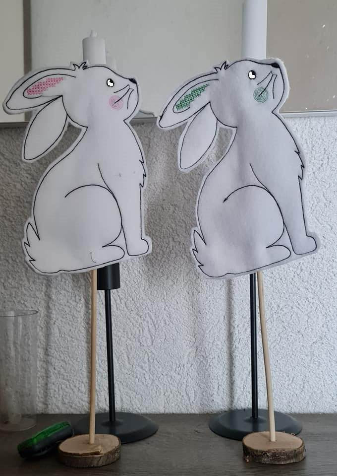 Stickdatei - ITH Blumenstecker Hase 13x18 cm - Sewando