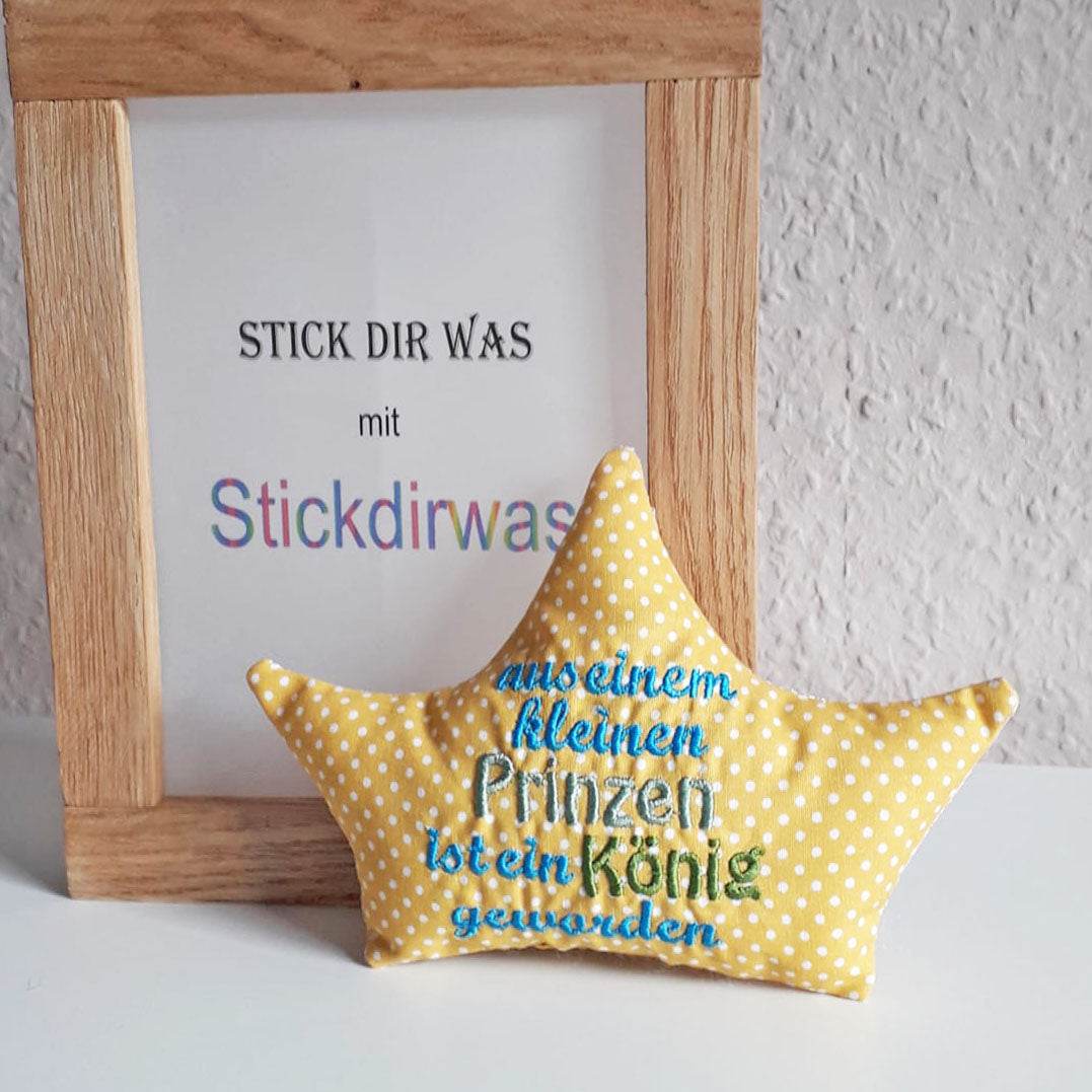 7x Stickdatei ITH Kronenkissen Prinz - Sewando