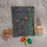 ITH Schild "Frohe Ostern" mit sitzendem Hasen Stickdatei