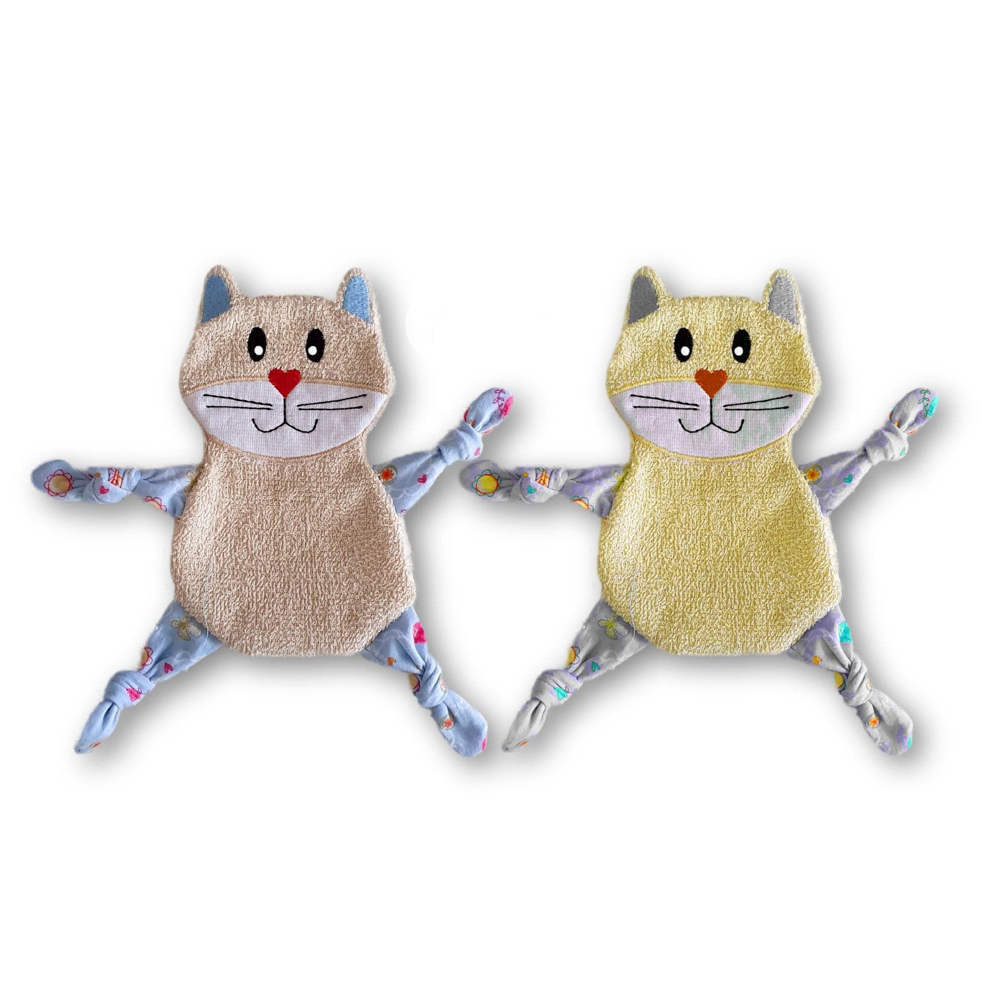 Stickdatei Katze Kuscheltuch ITH Rahmen 13 cm x 18 cm, Schmusetuch, Kuscheltier, Schnuffeltuch, - Sewando
