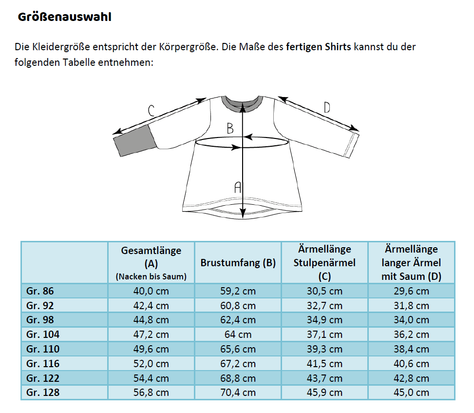 Schnittmuster timtom No.33 Shirt mit Vokuhila-Saum und optionalen Strick- oder Häkeldetails Gr.86-128 - Sewando