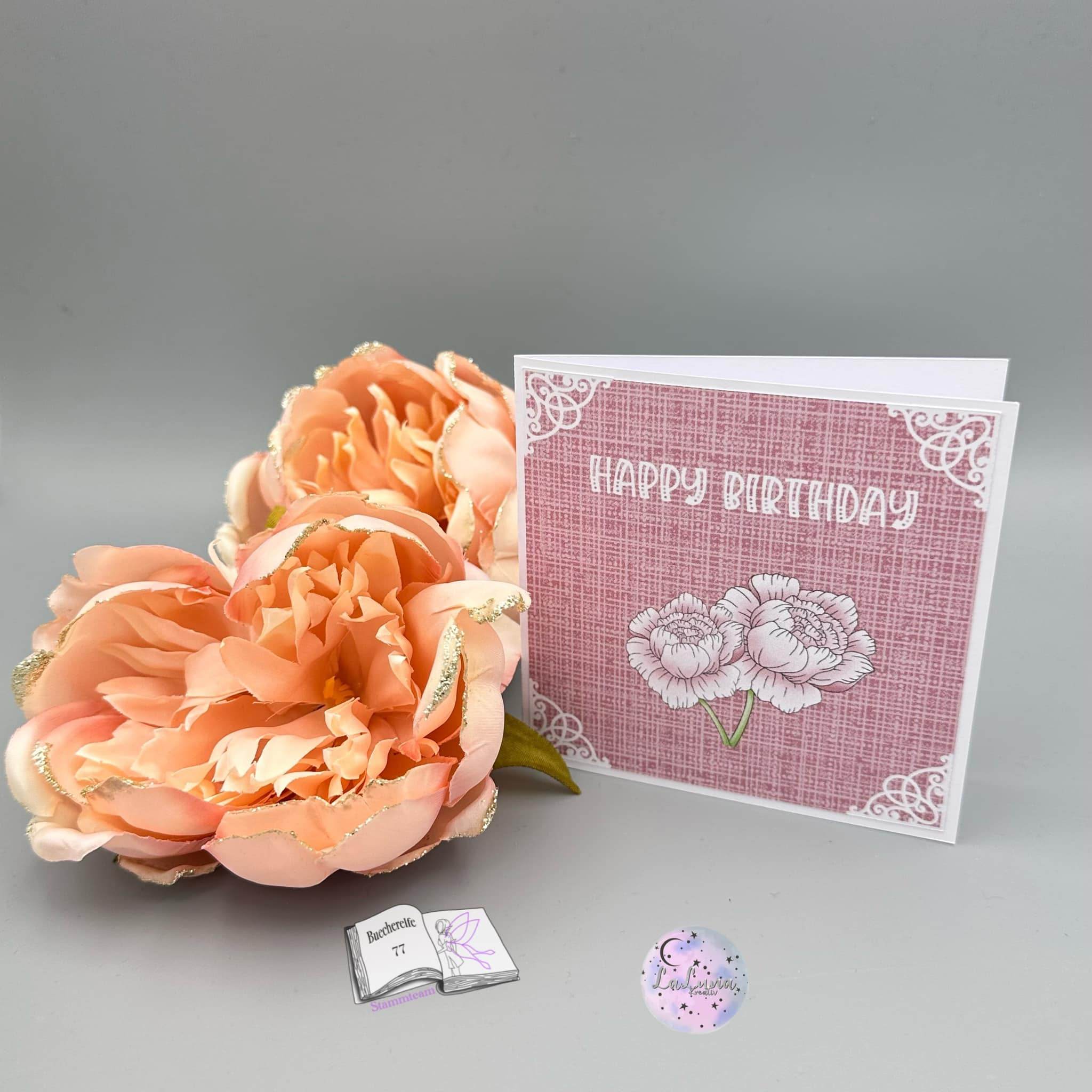 Plotterdatei Zwillinge mit Pfingstrose, Sublimation, Digistamp, Digipaper - Sewando