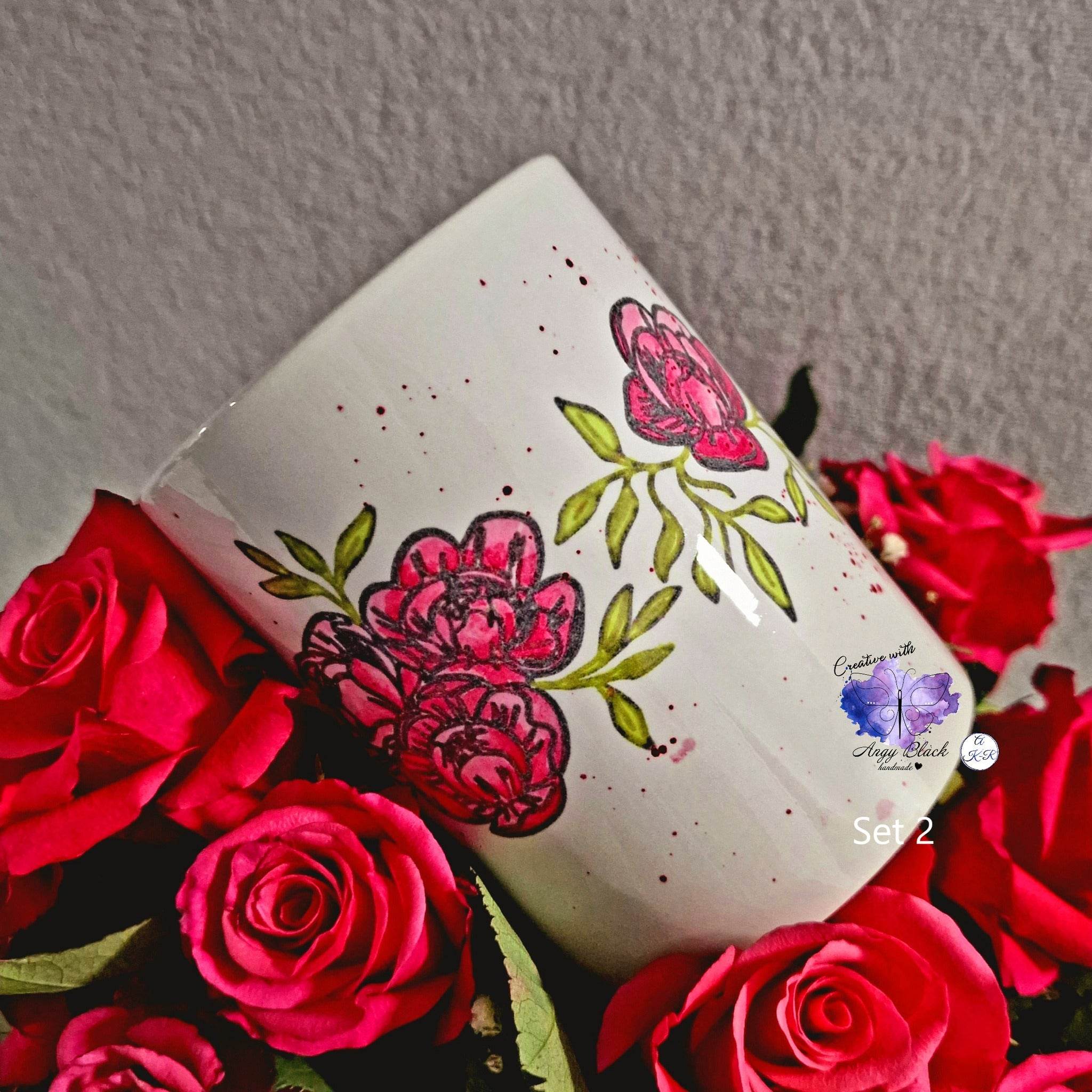 Digiset Hochzeits- und Geburtstagsset, Nr. 2 Dusty Rose Digipaper, Digistamp - Sewando