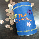 4x Stickdatei "Notgroschen" ITH Dosenmanschette