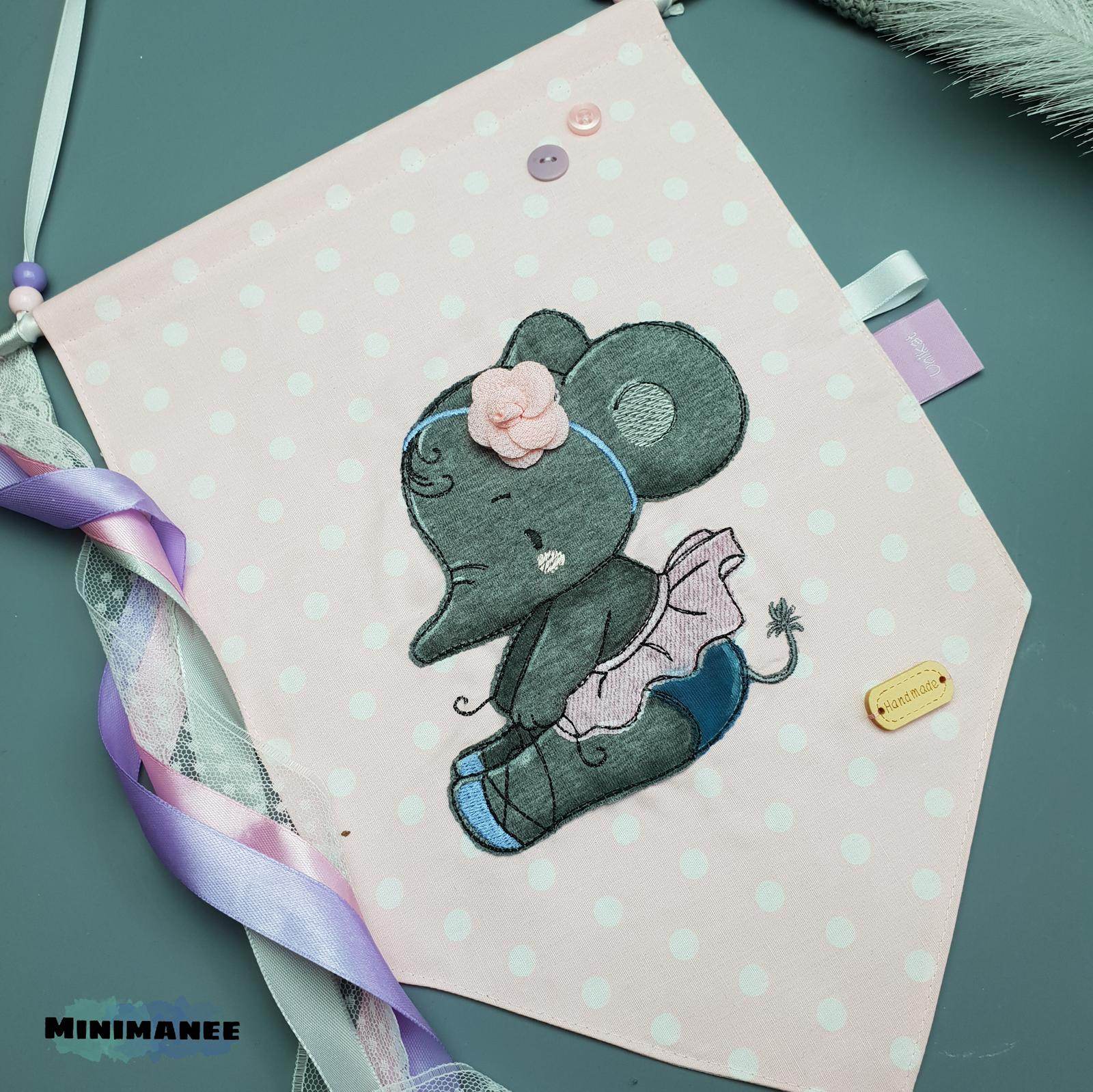 Elefant Applikation Stickdatei, verspieltes Kindermotiv für deine Stickmaschine - Sewando