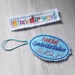 6x Stickdatei Geduldsfaden (deutsch) ITH Anhänger - Sewando