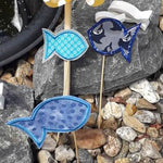 6x Stickdatei Deko Fisch ITH mit Applikation - Sewando