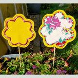 6x Stickdatei "Deko Blume Susi" 7-blättrig mit Applikation