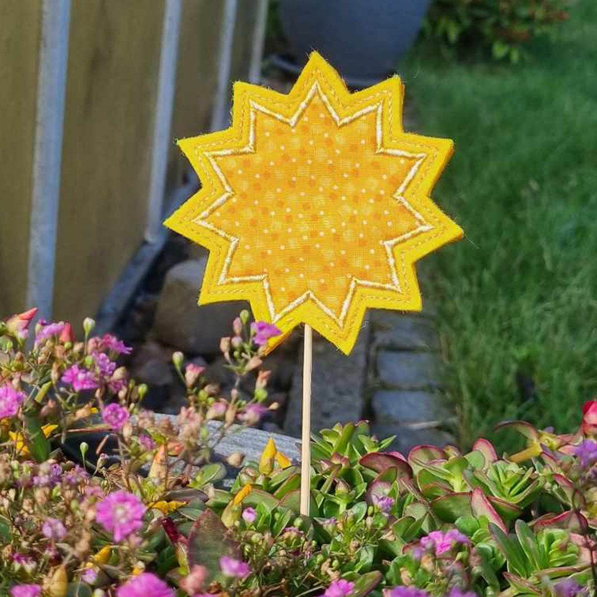 6x Stickdatei Deko Sonne ITH mit Applikation - Sewando
