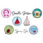 Stickdatei Doodle Button Spar-Set - Rahmen ab 10 cm x 10 cm, Herz, Boot, Bär, Nilpferd, Käfer, Applikation, Aufnäher - Sewando