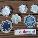 6x Stickdatei "Deko Blume Susi" 7-blättrig mit Applikation