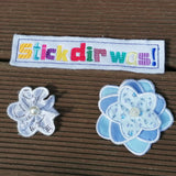 Stickdatei "Deko Blume Finchen" 5-blättrig mit Applikation
