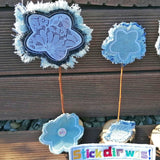 Stickdatei "Deko Blume Finchen" 5-blättrig mit Applikation