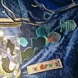 6x Stickdatei Deko Fisch ITH mit Applikation - Sewando