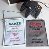 3x Stickdatei "Gamer WLan" ITH Schild