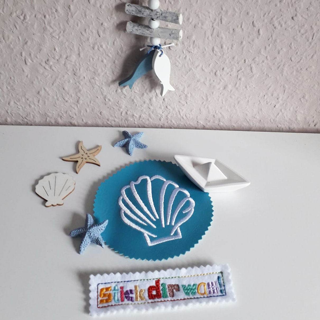 9x Stickdatei Muschel Satinstick und ITH - Sewando