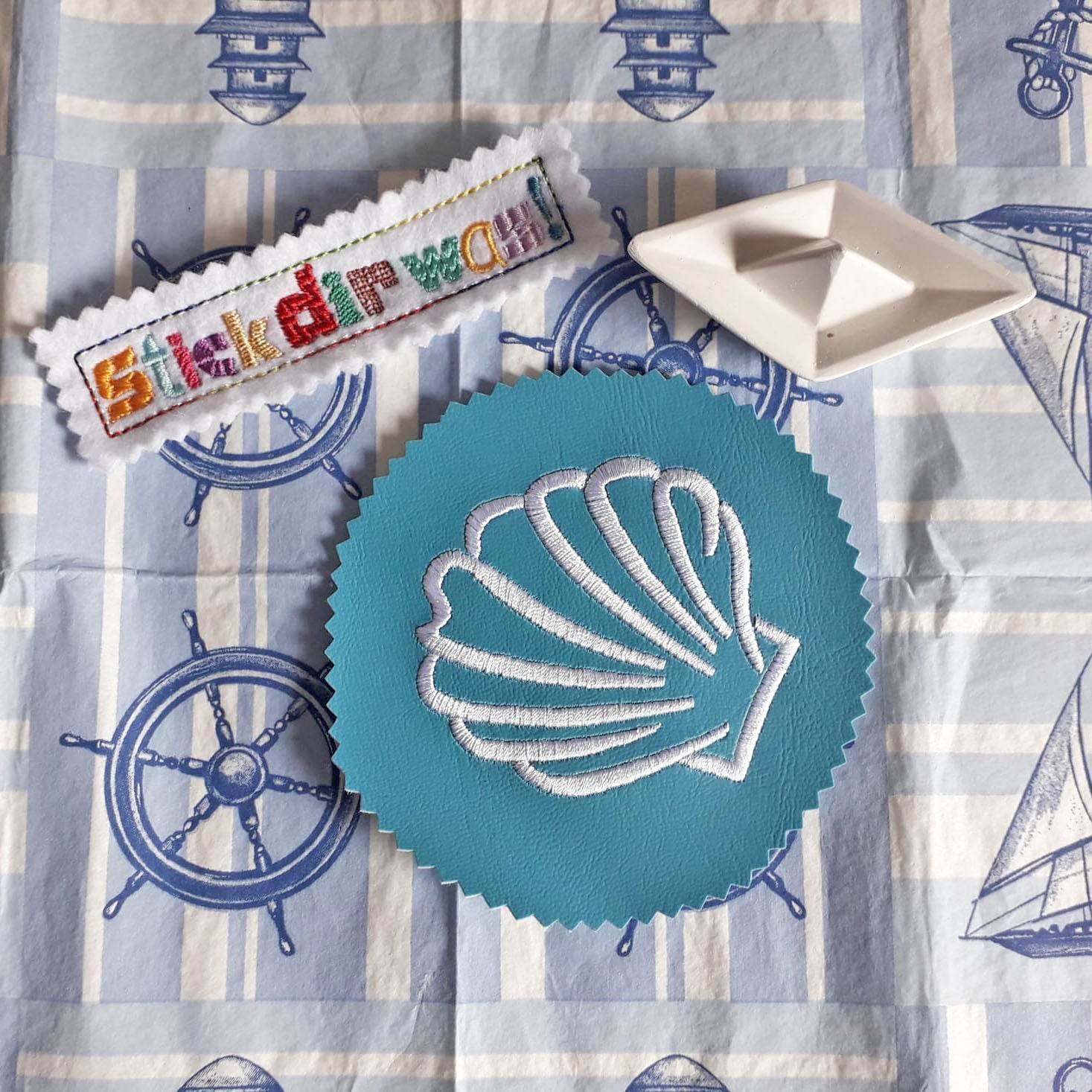 9x Stickdatei Muschel Satinstick und ITH - Sewando