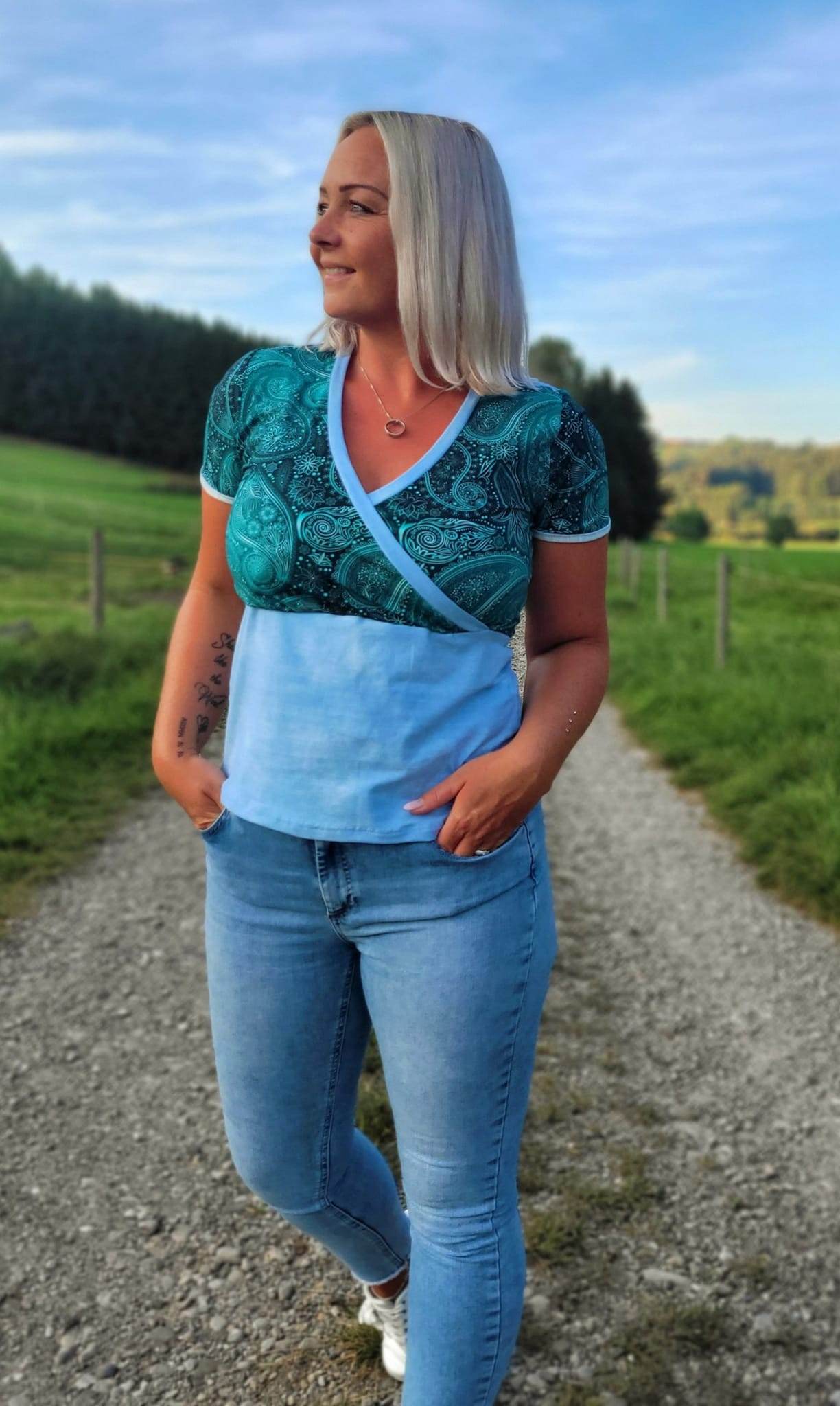 Schnittmuster Wickelshirt EDLING Gr. 34-54 : - Sewando