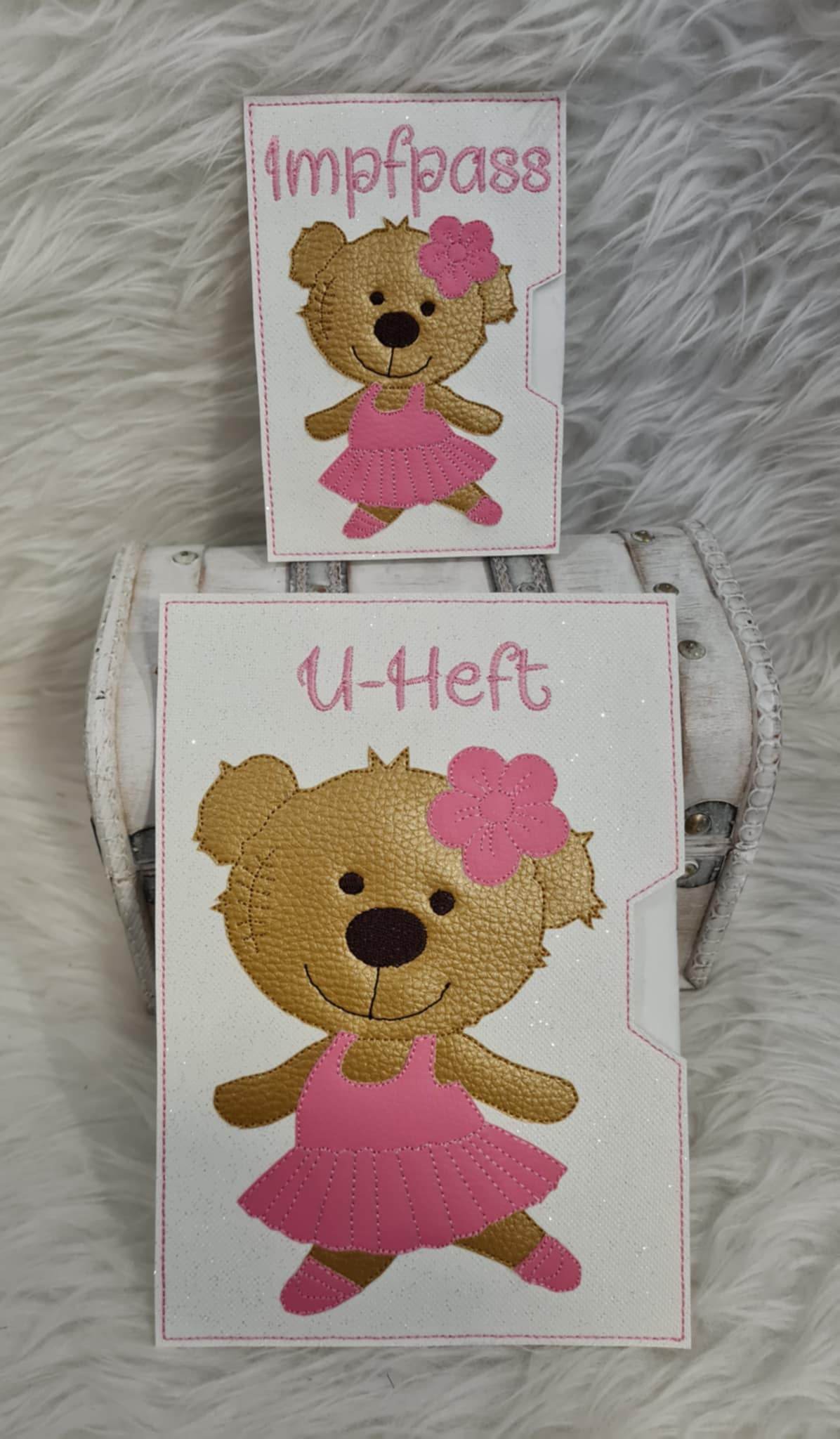 Stickdatei Teddy Ballerina Tänzerin U-Heft Impfpass Set 751 - Sewando
