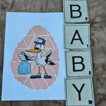 Stickdatei - Storchenpost - Klapperstorch mit Beutel - Sewando