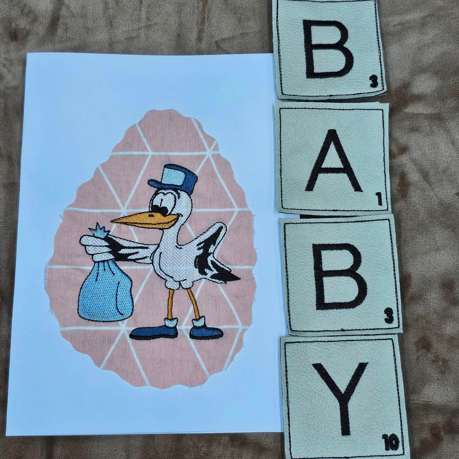 Stickdatei - Storchenpost - Klapperstorch mit Beutel - Sewando