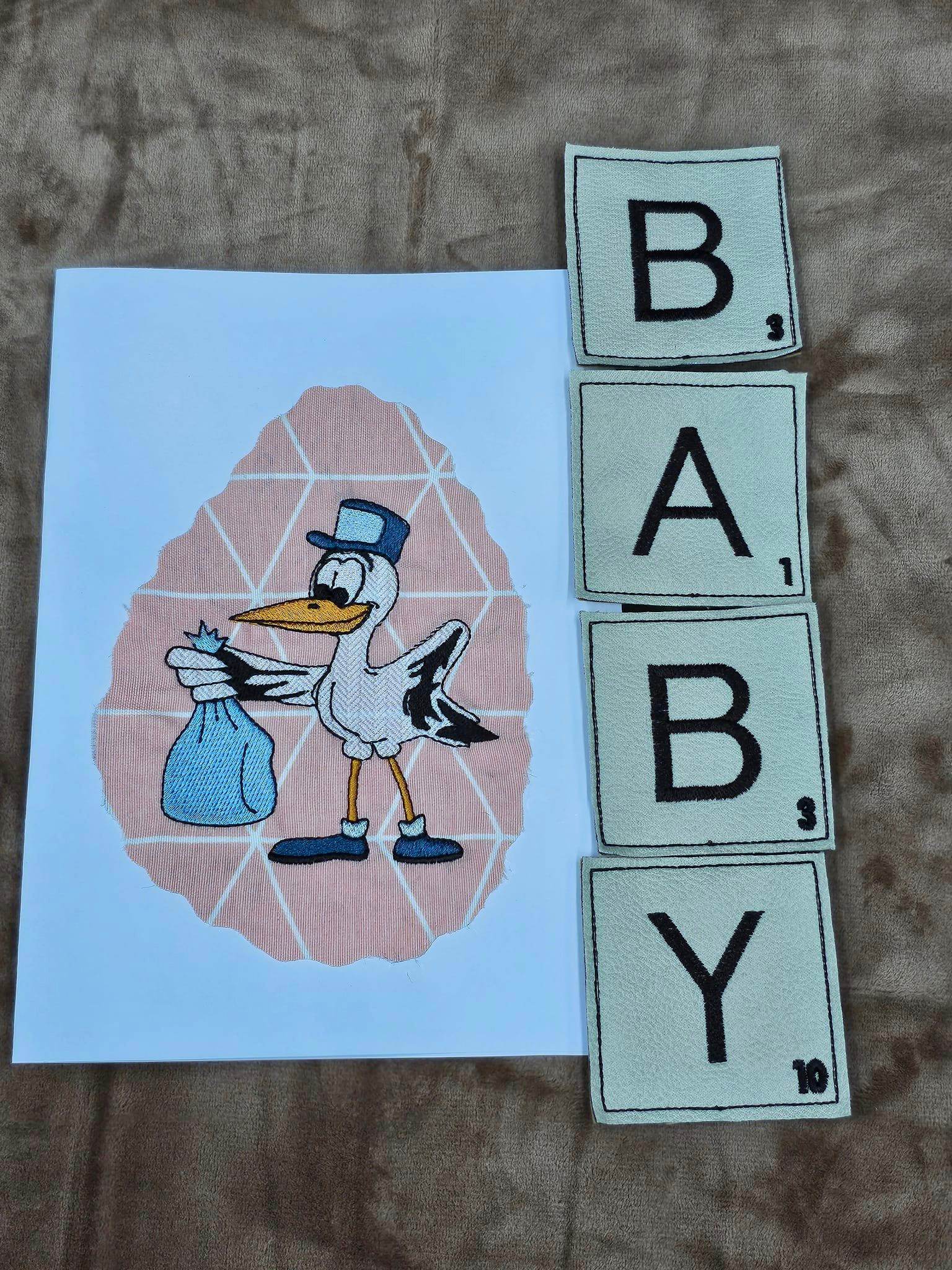Stickdatei - Storchenpost - Klapperstorch mit Beutel - Sewando