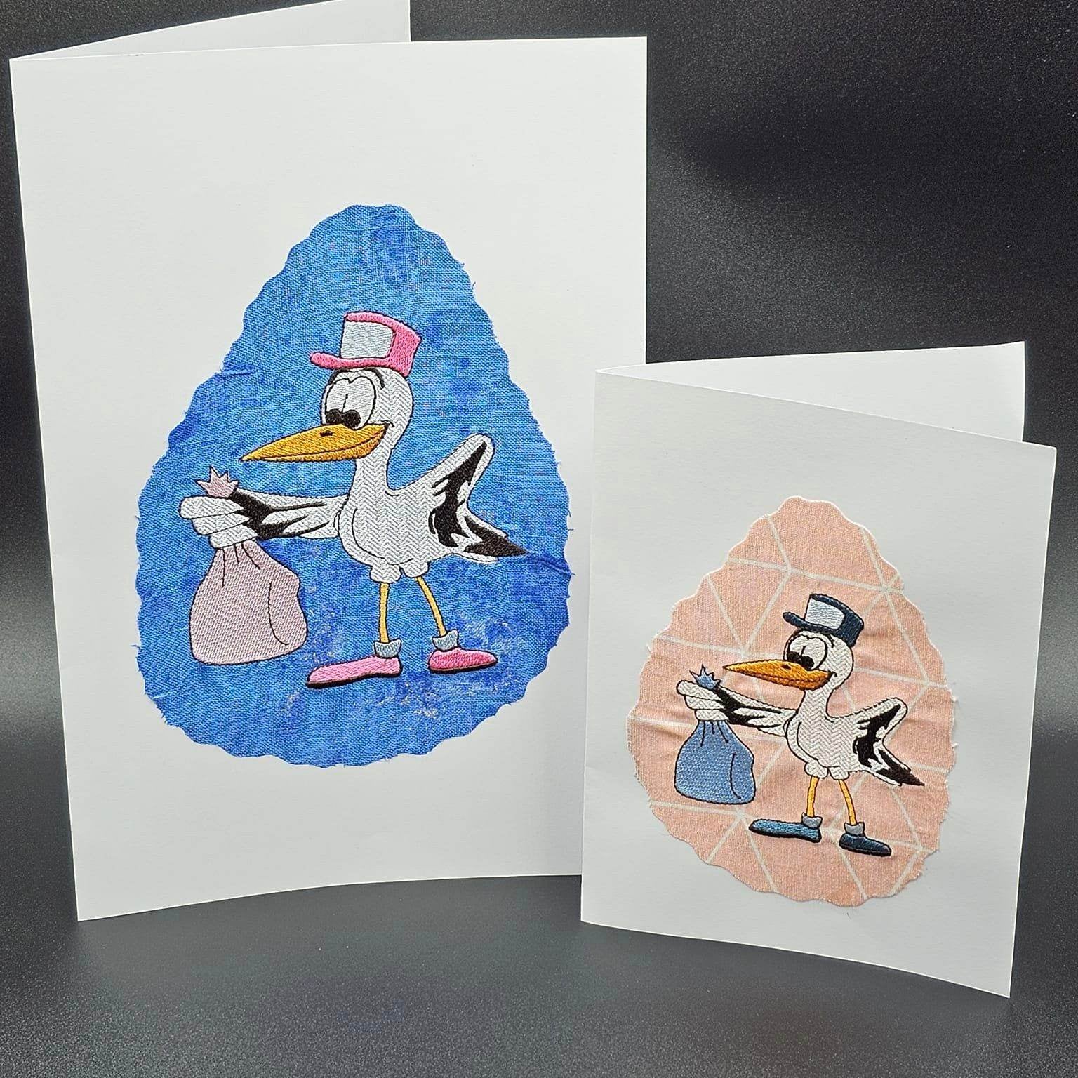 Stickdatei - Storchenpost - Klapperstorch mit Beutel - Sewando
