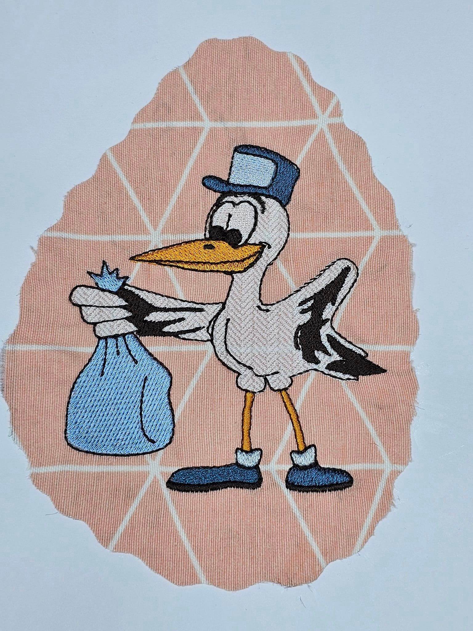 Stickdatei - Storchenpost - Klapperstorch mit Beutel - Sewando