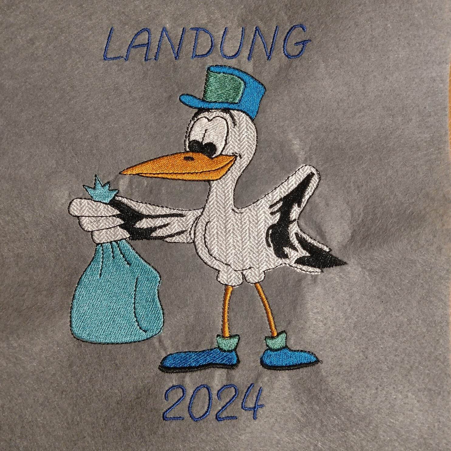 Stickdatei - Storchenpost - Klapperstorch mit Beutel - Sewando