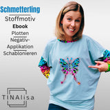 "Schmetterling" Stoffmotiv f. Negativ-Applikation uns Schablonendruck
