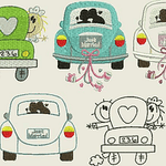 Stickdatei Hochzeit Wedding Hochzeitsauto Set 390 - Sewando