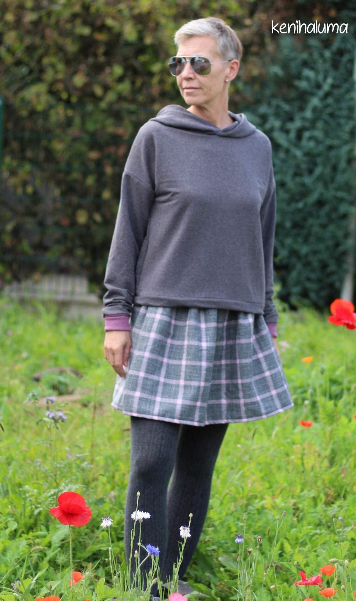 Schnittmuster Hoodie/Kleid/Rock GREDING Gr. 34-56 : - Sewando
