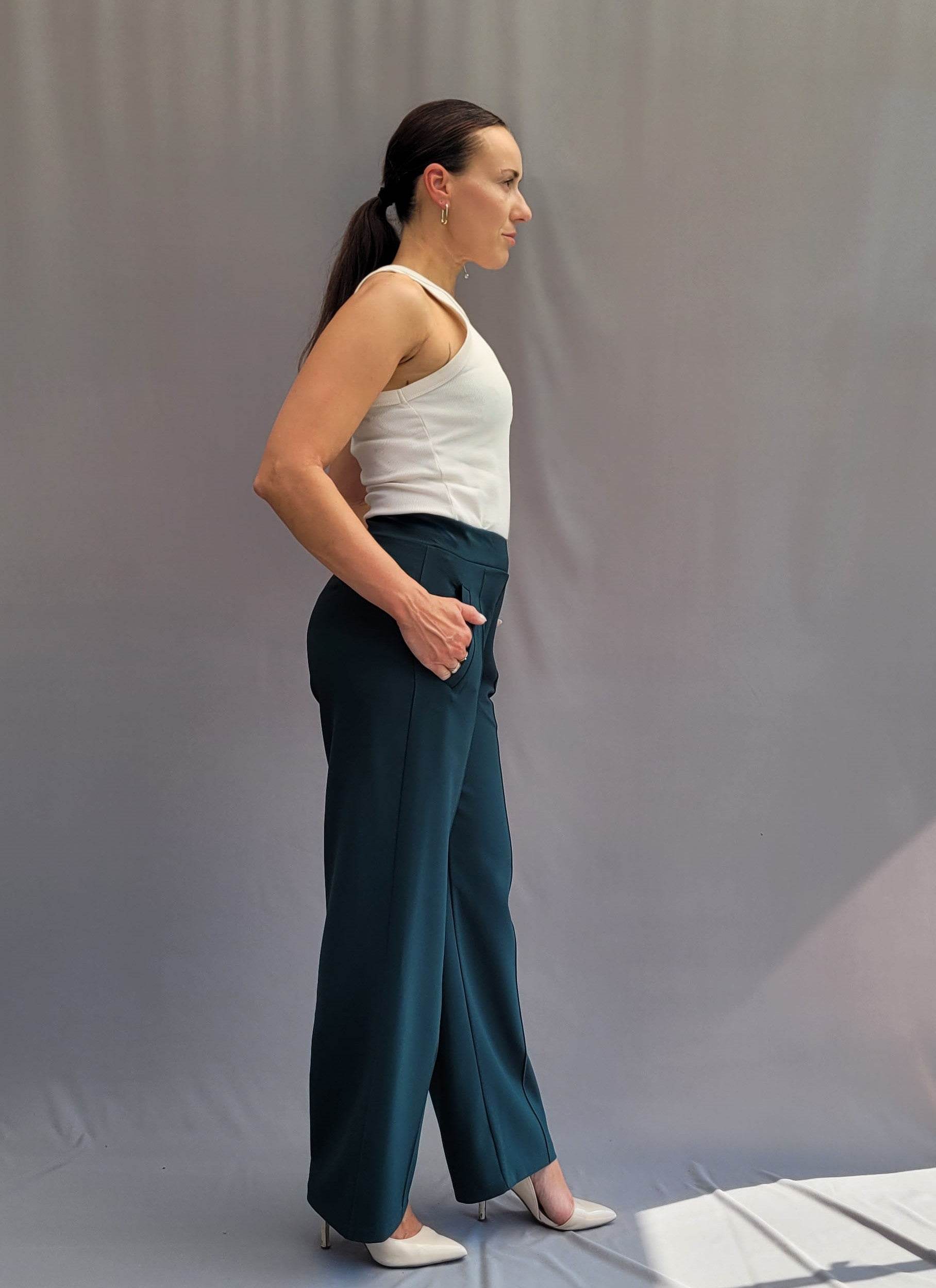 Schnittmuster mit Ebenen, elegante Hose, Bügelfalten, Paspeltaschen, Gr. 34 -50 - Sewando