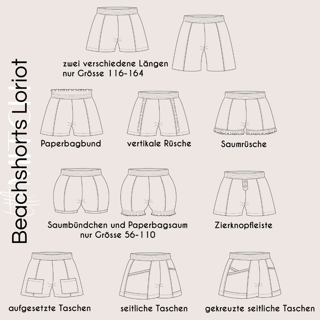 Beachshorts Loriot Maxi Schnittmuster Gr. 116-164 - Sewando