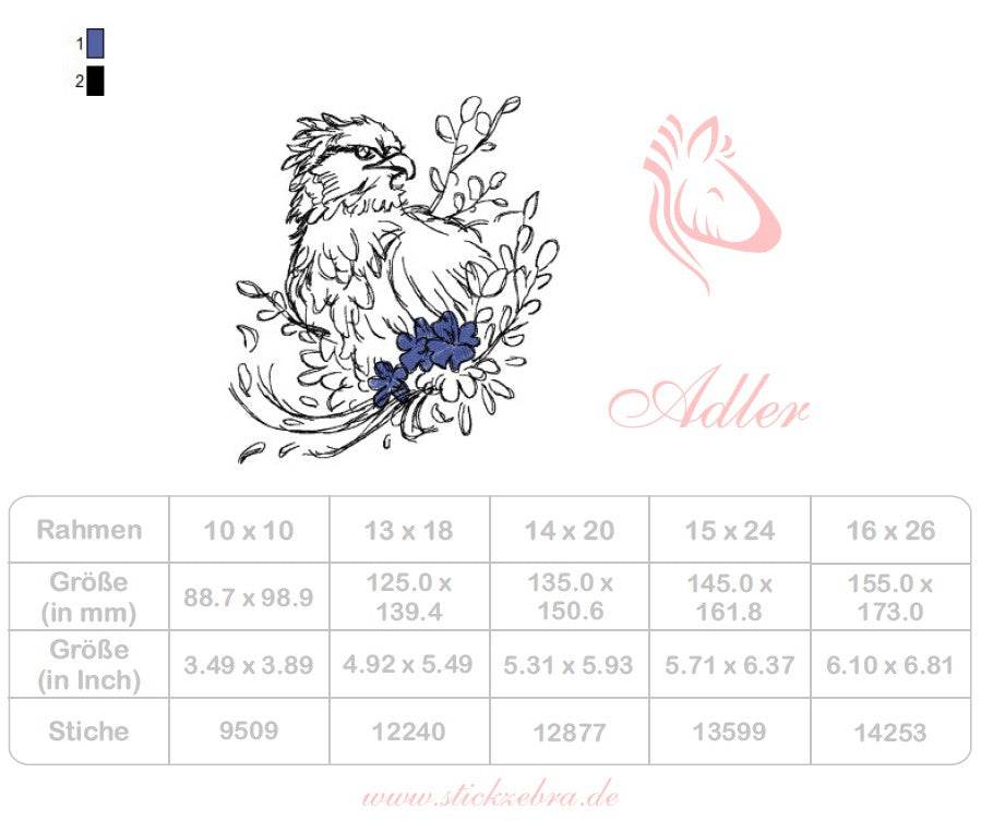 Adler Stickdatei – Elegantes Doodle mit floraler Note - Sewando