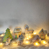 Stickdatei Winterdorf 5 mit Häusern, Baum, Rentier und Kirche Weihnachten Lichthaus  Set 2584