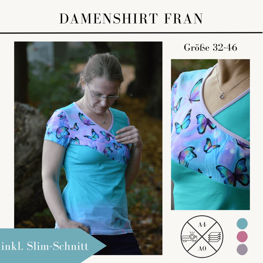 Schnittmuster Shirt Fran mit Wickeloptik Gr. 32-48 - Sewando