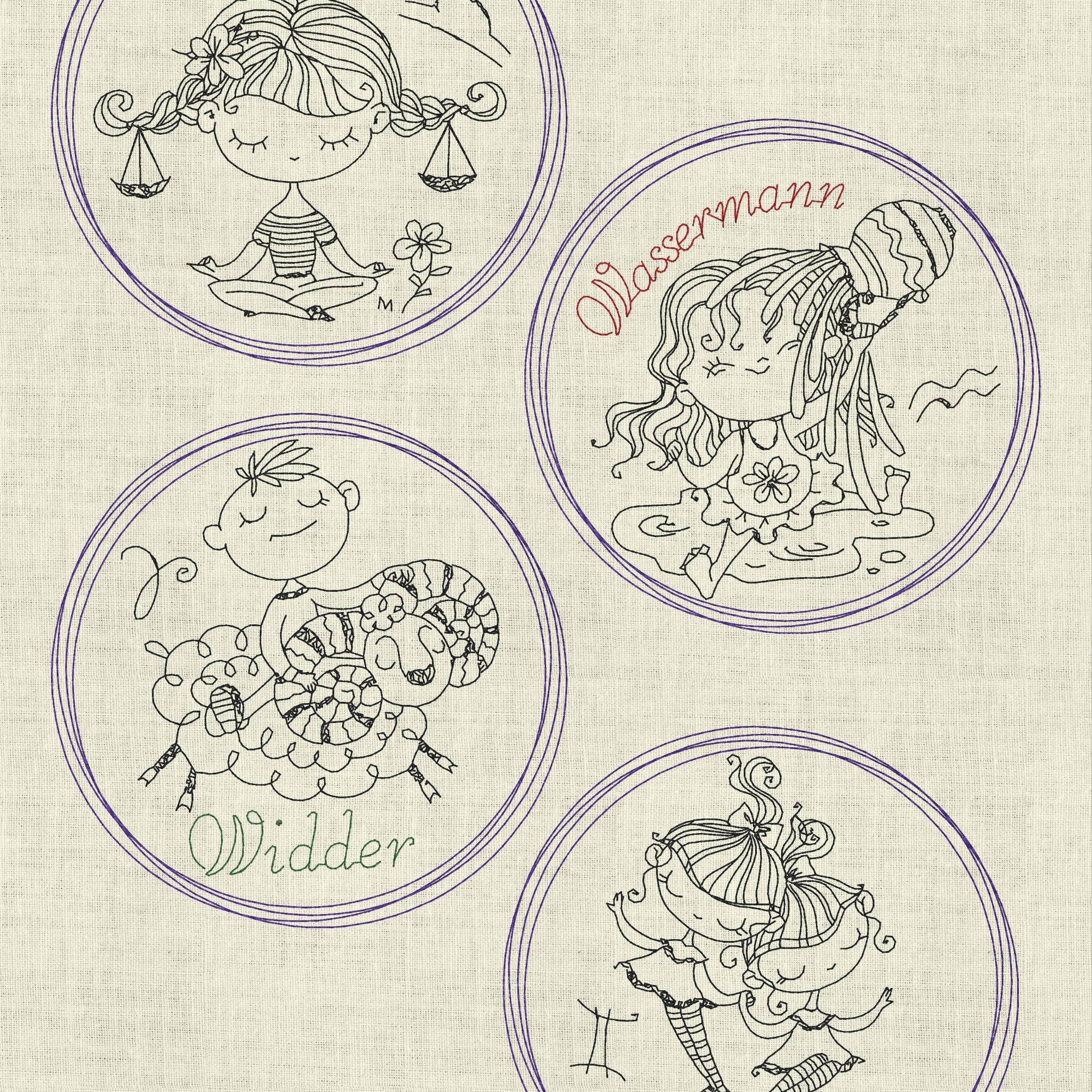 Stickdatei Sternzeichen Horoskop Button Set 980 - Sewando
