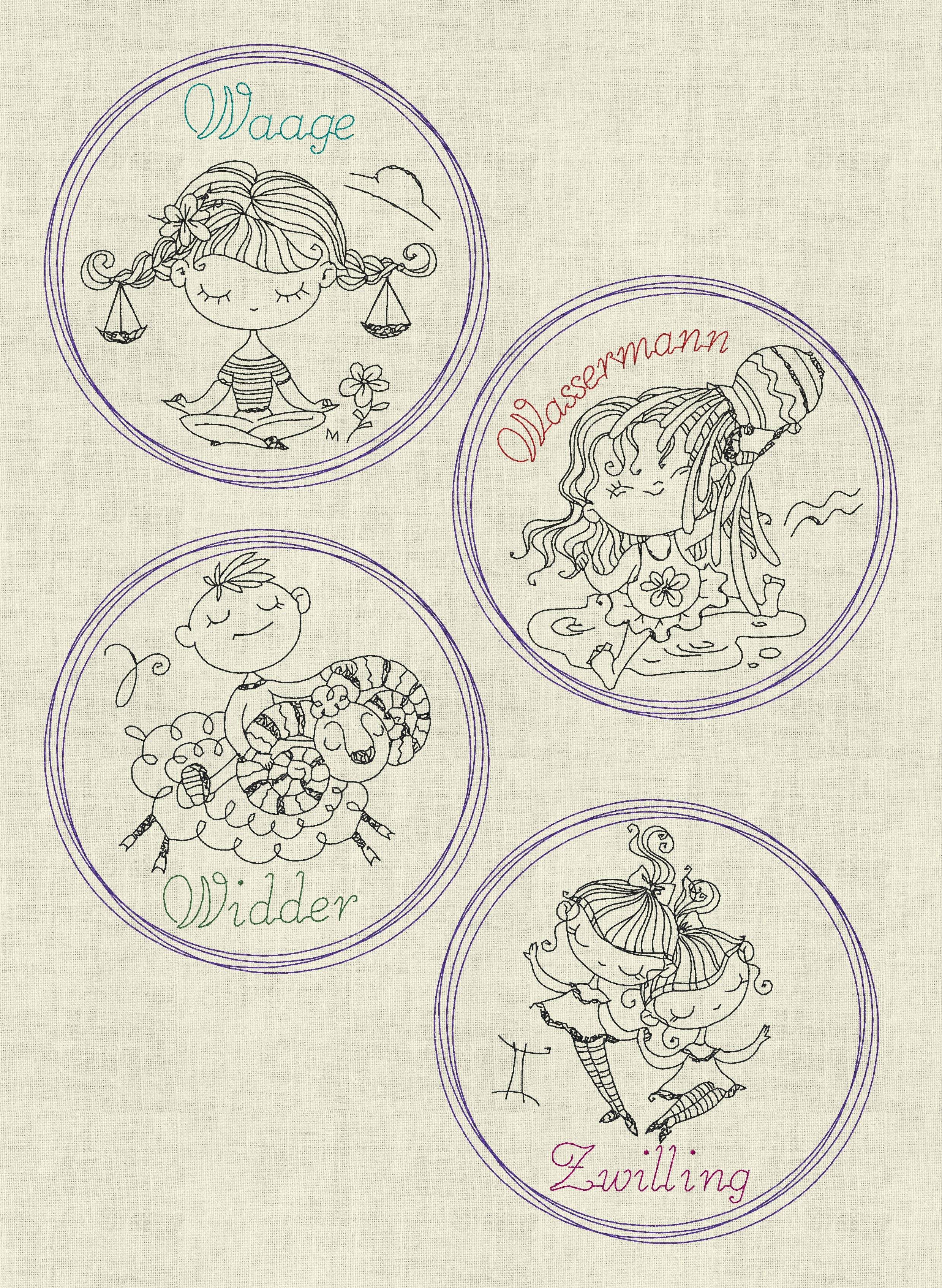 Stickdatei Sternzeichen Horoskop Button Set 980 - Sewando