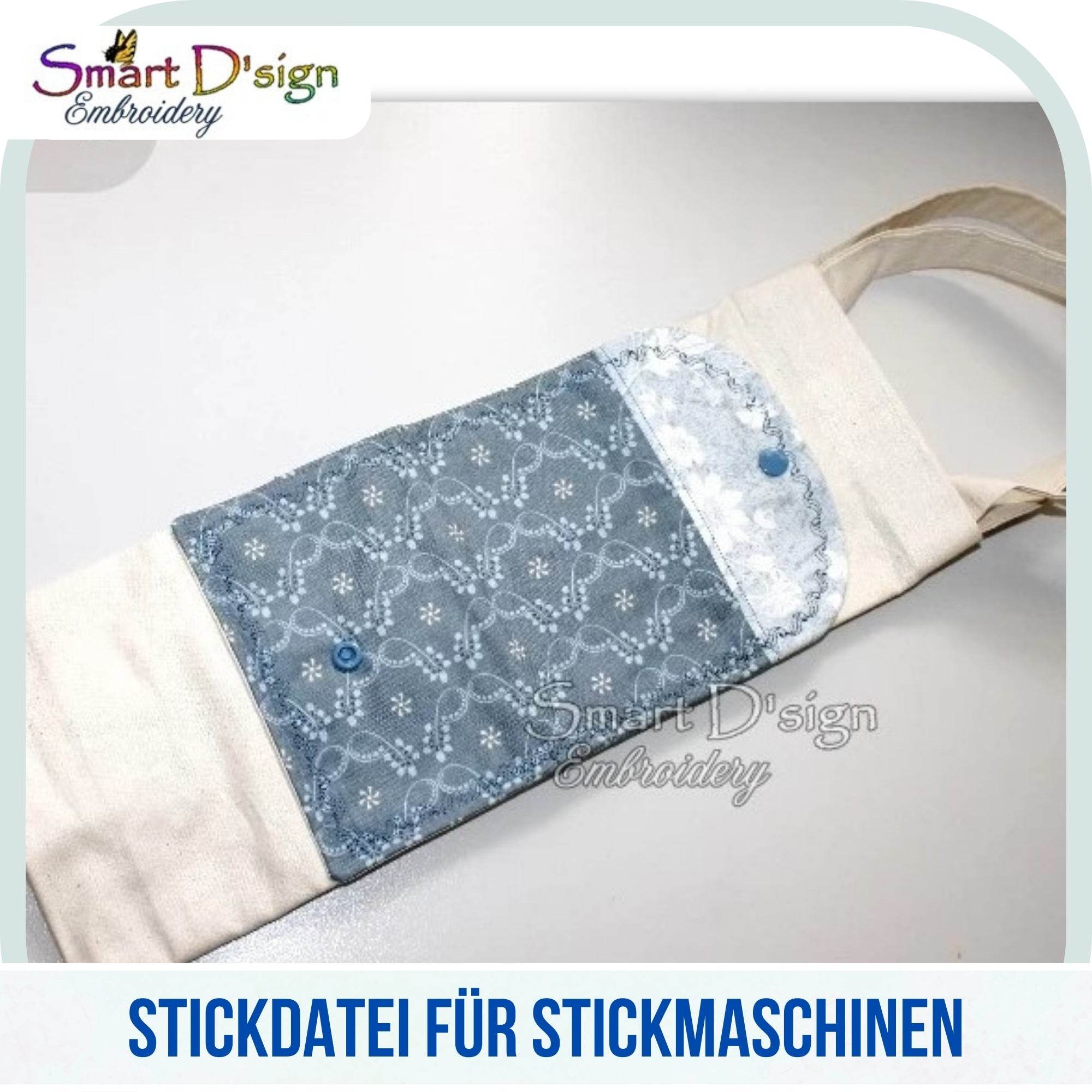 ITH Stickdatei für AUFSATZTTASCHE Wellen - mit Ann's MARKTTASCHE Nähanleitung - Sewando
