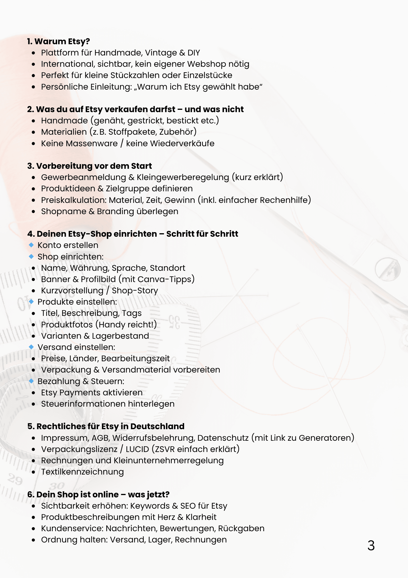 PDF- Guide: Dein eigener ETSY-Shop - Sewando