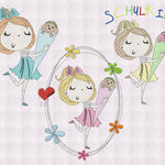Stickdatei Einschulung Mädchen mit Schultüte Set 2537 - Sewando