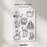 Plotterdatei SVG - Cozy Katzen | Herbst & Weihnachten