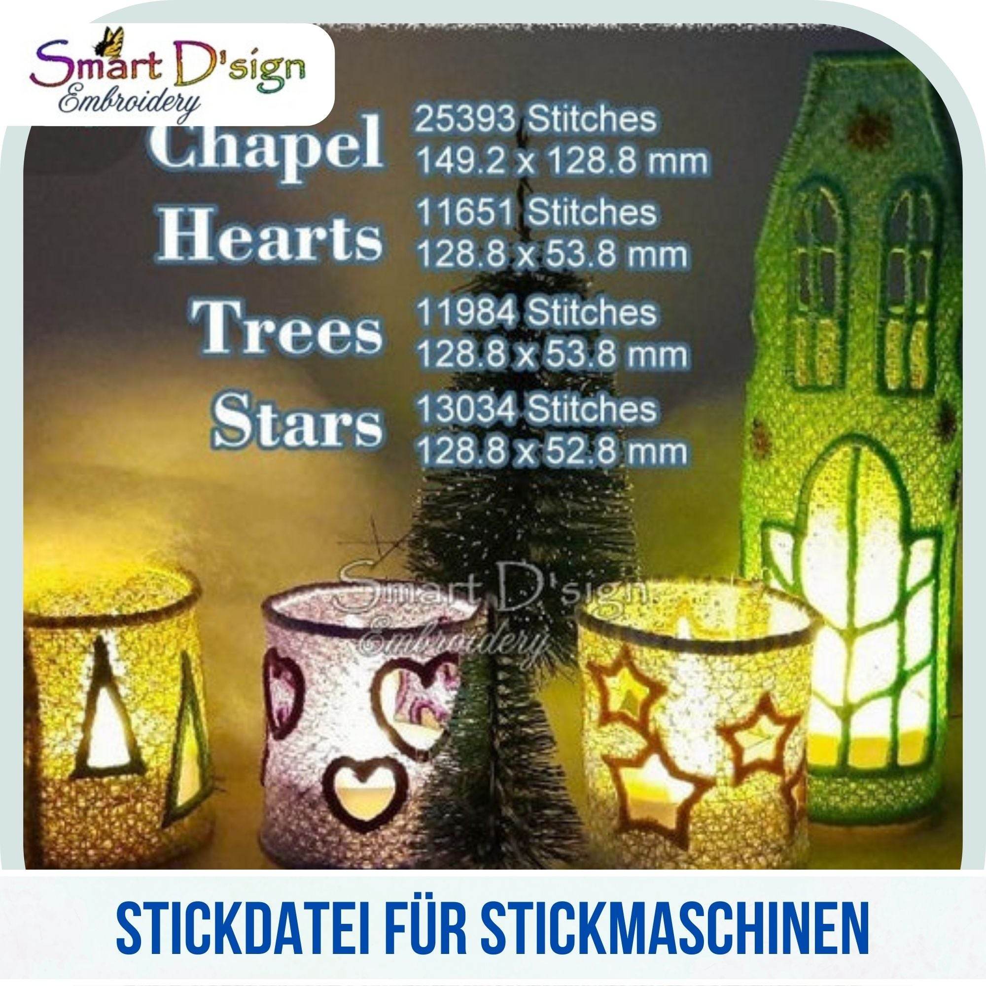 FSL STICKDATEI SET -TEELICHTER mit KIRCHE - Sewando