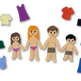 Stickdatei Anziehpuppe Mädchen und Junge auf Filz in zwei Größen mit Kleidung – für 10x10 Rahmen (4x4), Beschäftigung, Geschenkidee, spielen