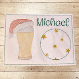 Stickdatei Mug Rug Weinglas und Bierglas mit Mütze Weihnachten Set 25112