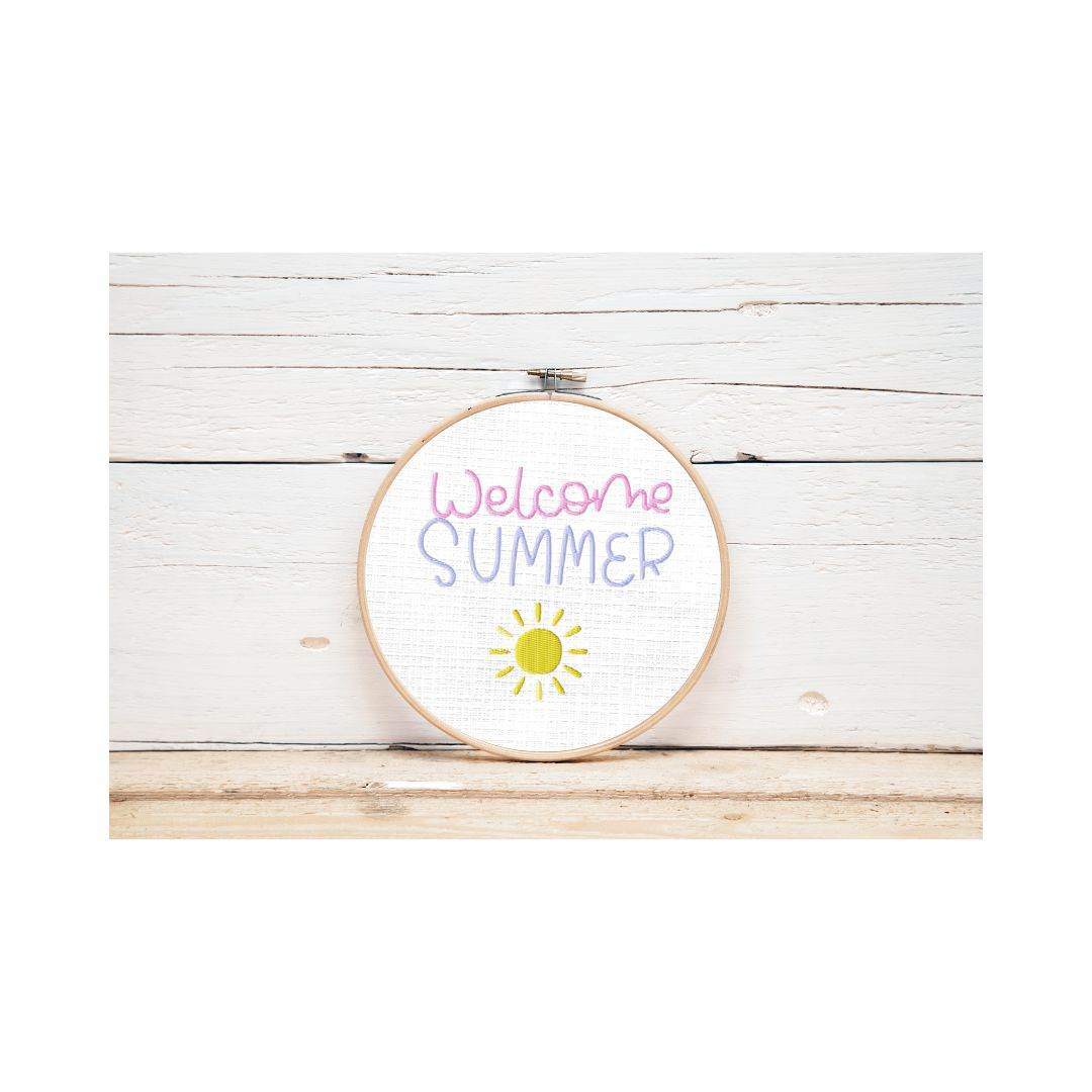 Stickdatei Welcome Summer 10x10 13x18 Applikation Willkommen Sommer Schrift sticken Sommerzeit - Sewando