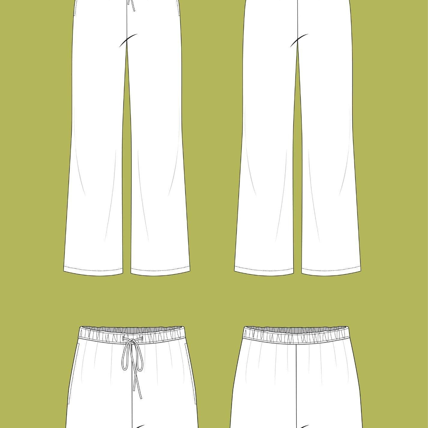 weite Leinenhose mit Gummibund LINA, Gr. 32-50, PDF Schnittmuster - Sewando