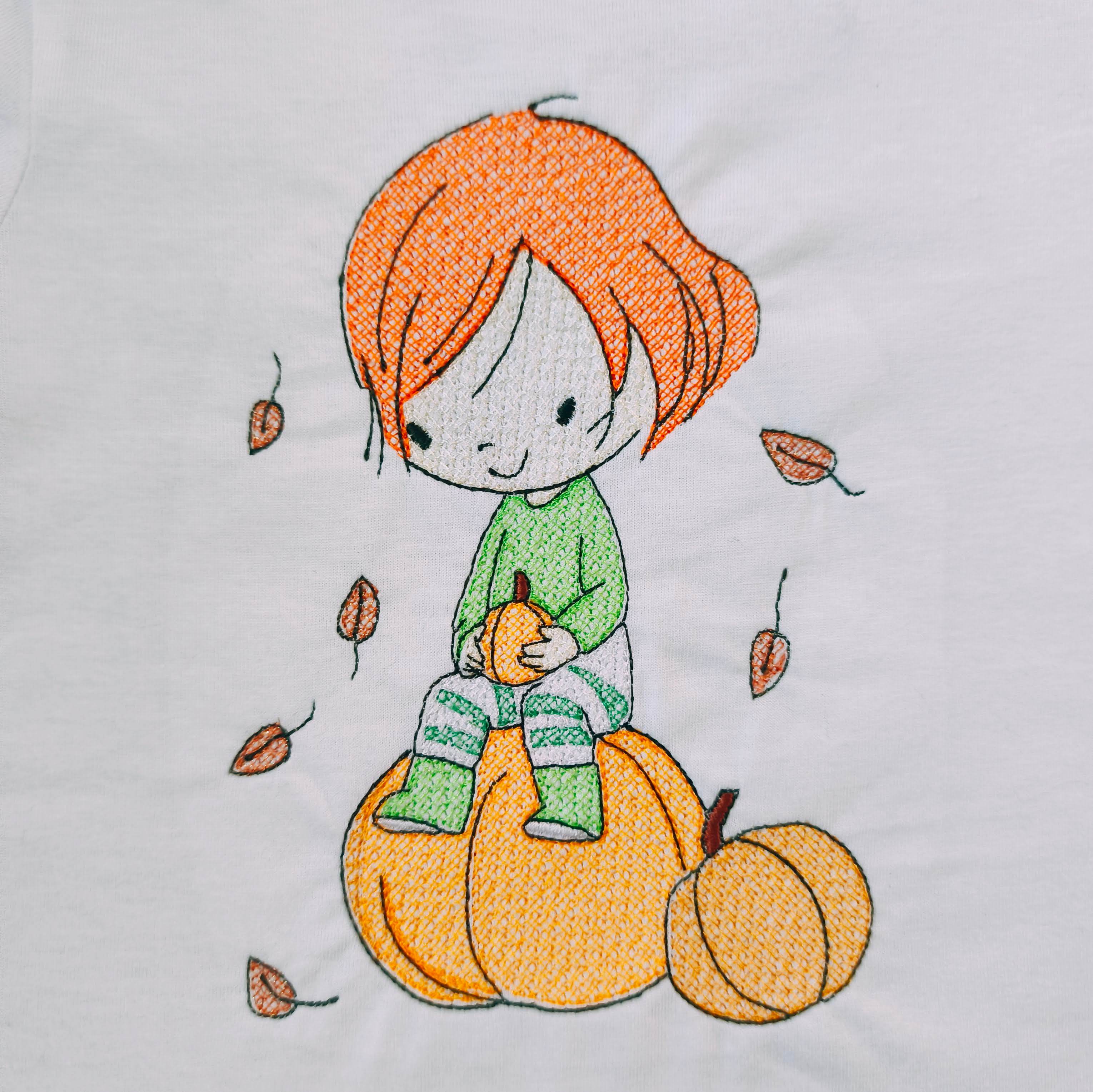 Stickdatei Herbst Mädchen mit Kürbis Set 2559 - Sewando